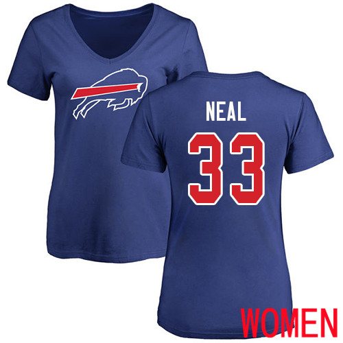 NFL Women Buffalo Bills #33 Siran Neal Royal Blue Name and Number Logo T Shirt